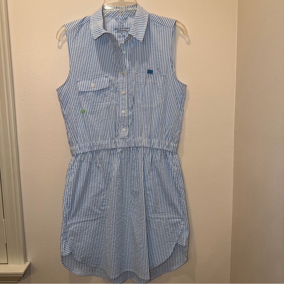 Vineyard Vines Harbor Sleeveless Shirt Dress Women Performance Seersucker - Picture 2 of 6